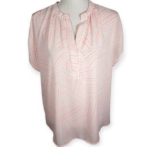 APT.9 WHITE & PINK BLOUSE SZ.L EUC